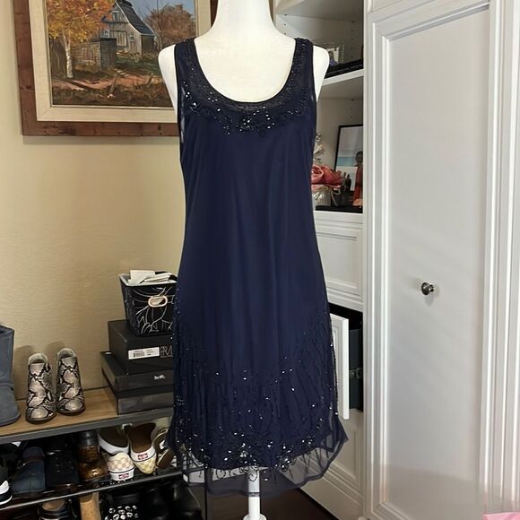 22 American Eagle Outfitters Racerback Bugle Beaded Sheer Dress With Slip Size S - Picture 1 of 7